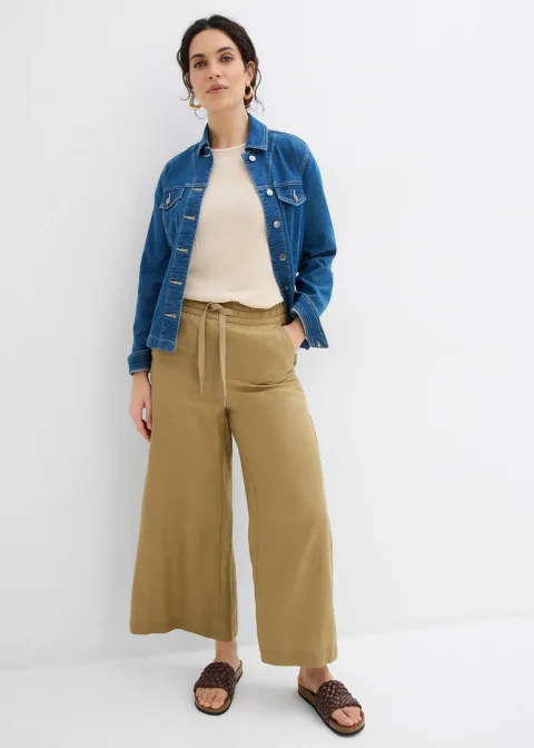 Pantalon 7/8 en Lyocell à taille élastiquée
