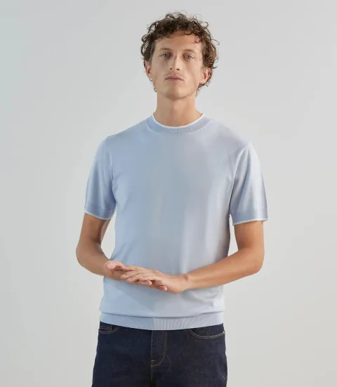 IZAC - T-shirt à manches courtes en maille bleu ciel