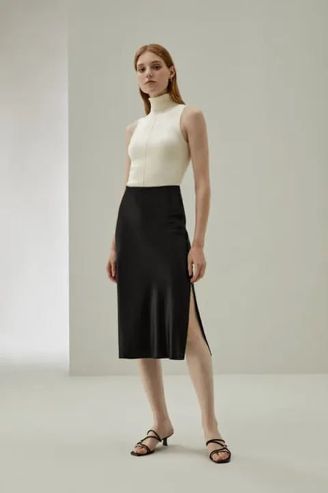 LILYSILK Jupe Soie Blanche Femme Fermeture Éclair Latérale Dissimulée 100% Soie De Mûrier Léger Et Respirant Jupes Blanc