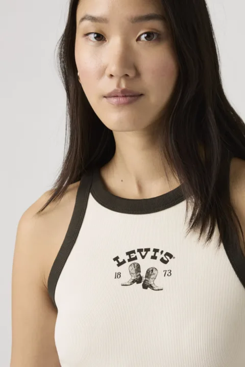 Levi's Débardeur Graphique Dos Nageur Essential - Femme - Blanc / Sugar Swizzle / Pirate Black - XS