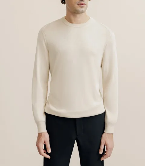 IZAC - Pull col rond en soie beige clair