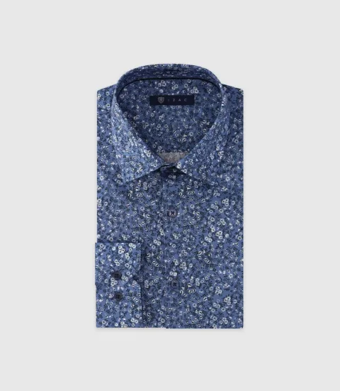 IZAC - Chemise imprimée manches longues ciel