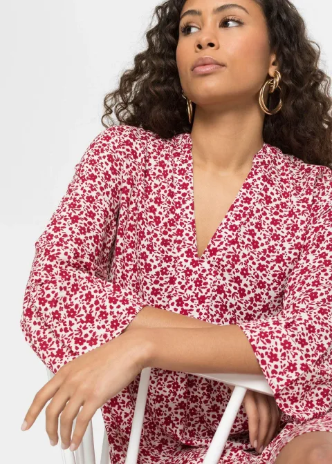 Robe courte à volants en viscose