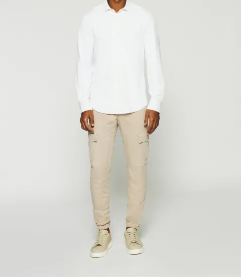 IZAC - Chemise regular en maille piquée blanche MELCHIOR