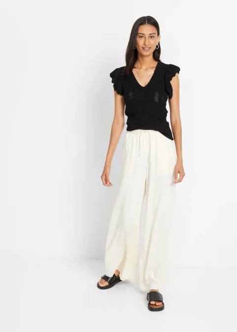 T-shirt doux en maille de viscose mélangée