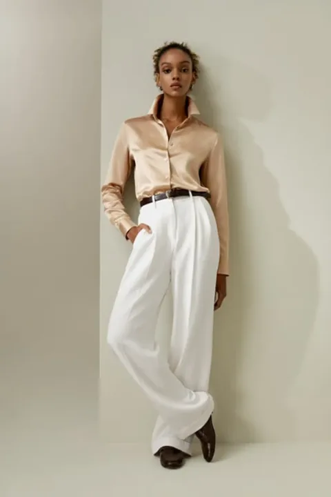 LILYSILK Chemisiers En Soie Coupe Régulière Soie Charmeuse Légèreté Luxueuse Simple Et Classique Chocolat Xl