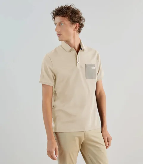 IZAC - Polo piqué à manches courtes beige