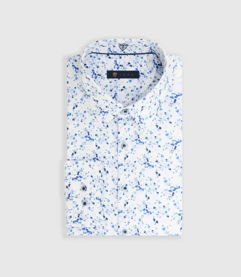 IZAC - Chemise à imprimé floral bleu ''Madec''