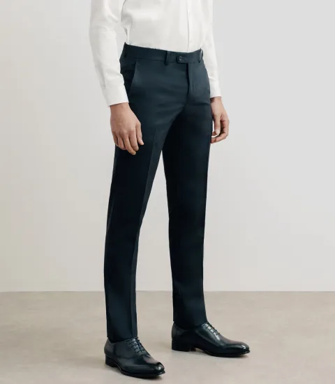 IZAC - Pantalon ville en laine bleu marine