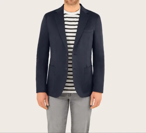 IZAC - Veste ville en satin de coton marine