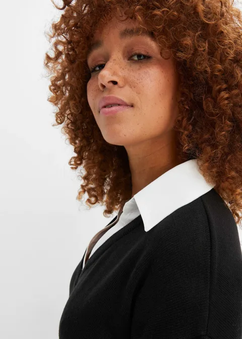 Robe en maille à empiècement chemisier