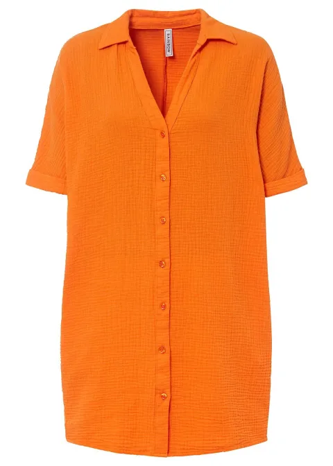 Chemisier long, oversize et doux en gaze de coton
