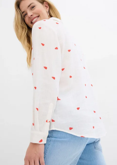 Chemisier en gaze de coton à motif cœurs