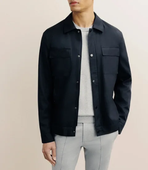 IZAC - Blouson déperlant col chemise marine
