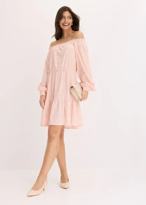 Robe imprimée col Bardot