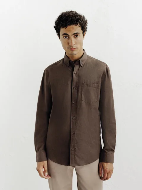 IZAC - Chemise casual avec col boutonné marron