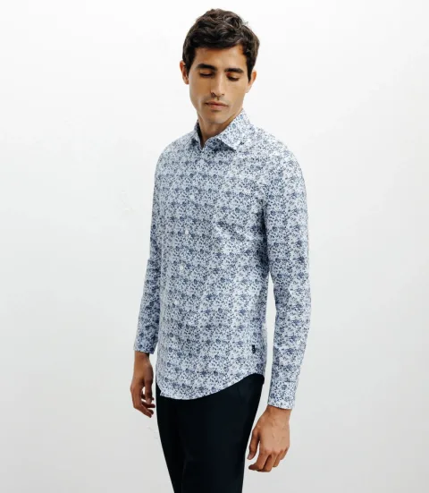 IZAC - Chemise casual imprimé fleurs ciel