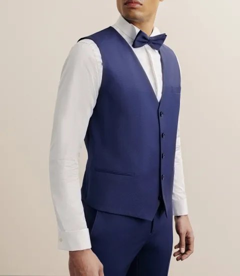 IZAC - Gilet ville en laine majoritaire bleu