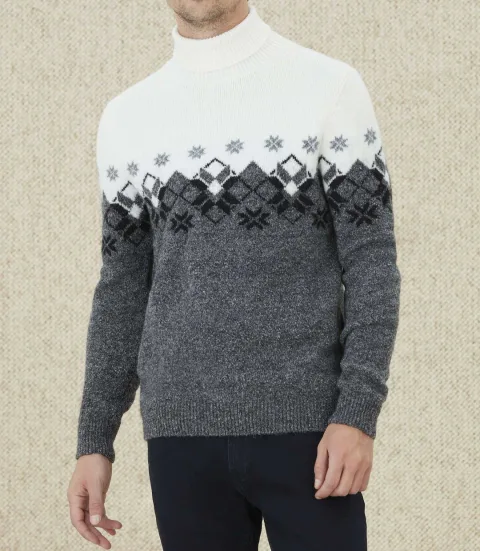 IZAC - Pull col roulé anthracite ''Lyan''