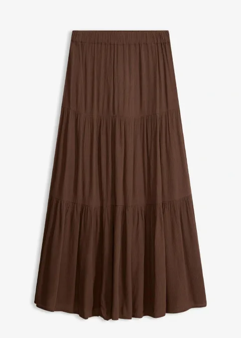 Jupe longue étagée en viscose texturée