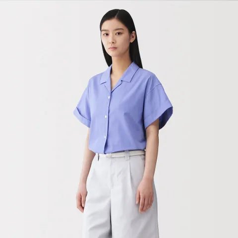Chemise à manches courtes en popeline de coton biologique pour femme