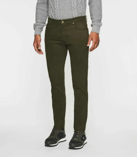 IZAC - Jean slim 5 poches kaki ELEGANCE