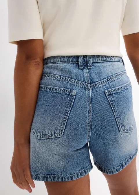 Short en jean taille haute, peu extensible