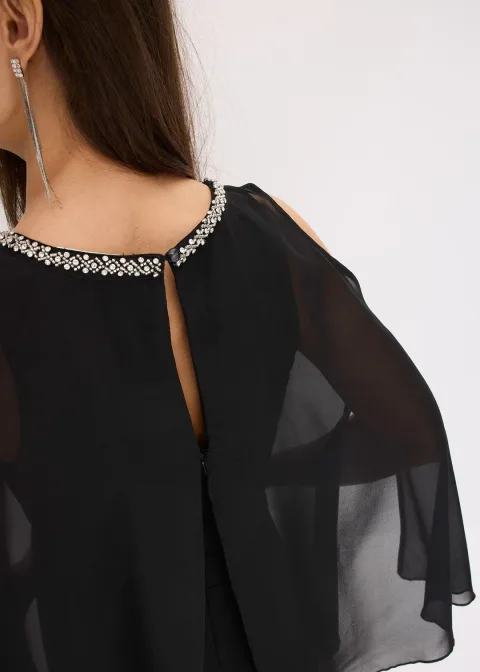 Combinaison avec haut drapé et strass