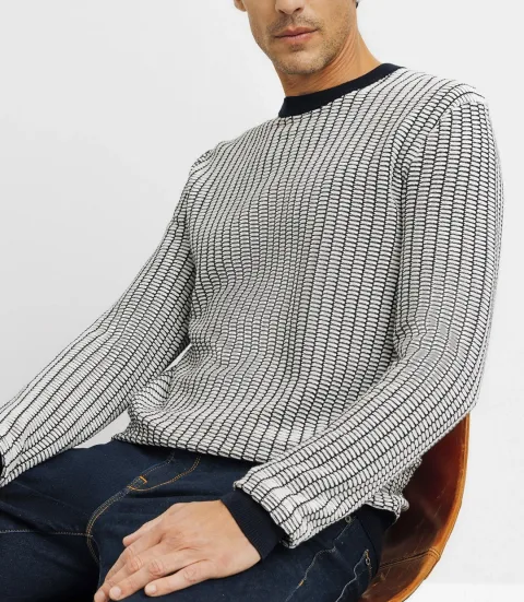 IZAC - Pull col rond bicolore marine