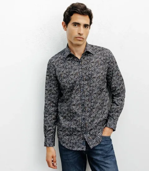 IZAC - Chemise casual imprimé fleurs marine