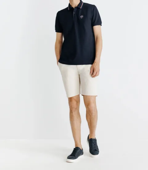 IZAC - Polo piqué boutonné marine
