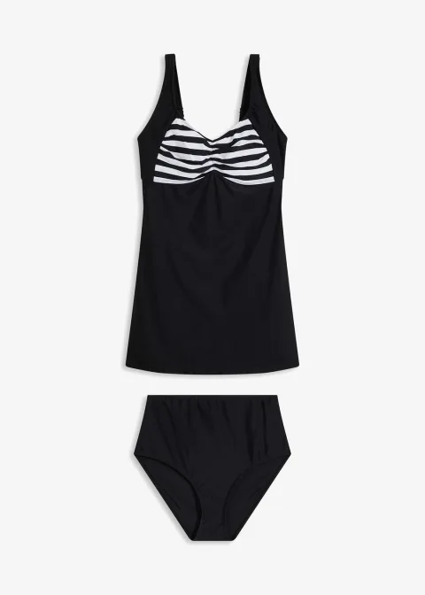 Tankini long (ens. 2 pces) avec bas de maillot taille haute