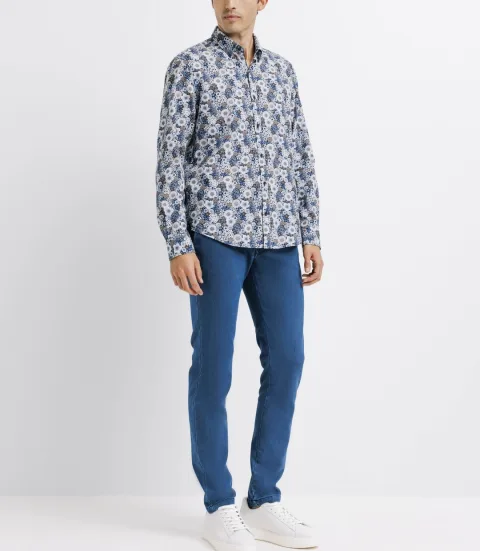 IZAC - Chemise casual fleurie bleue