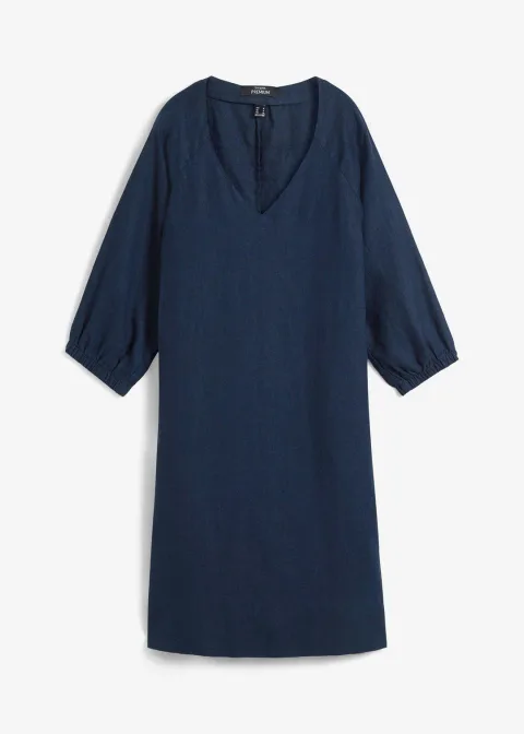 Robe 100 % lin, manches 3/4