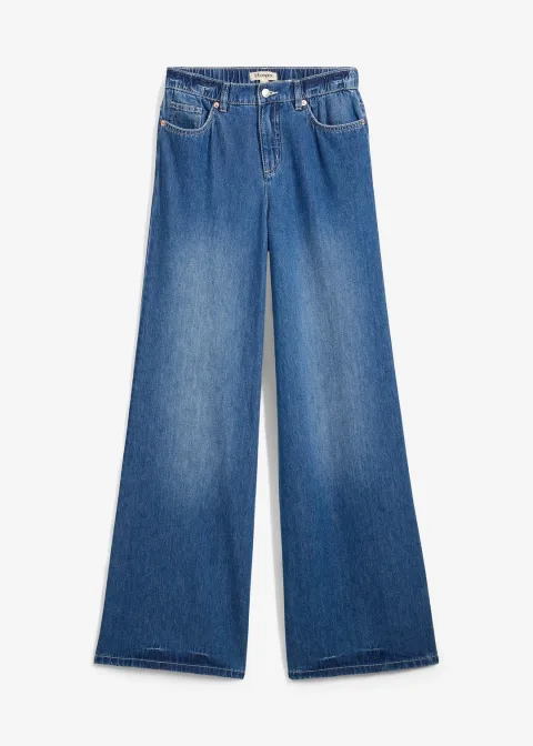 Jean large, taille haute et élastiquée