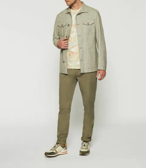 IZAC - Veste en coton et lin kaki ARIZONA