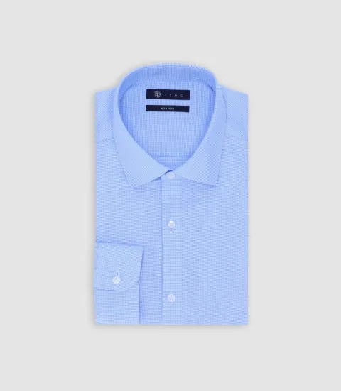 IZAC - Chemise infroissable en coton ciel