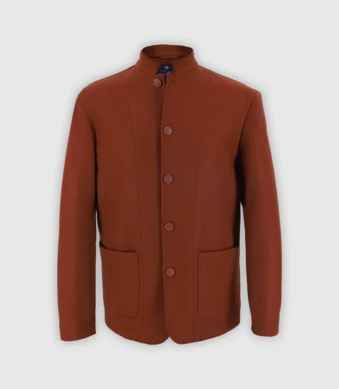 IZAC - Veste col mao terracota