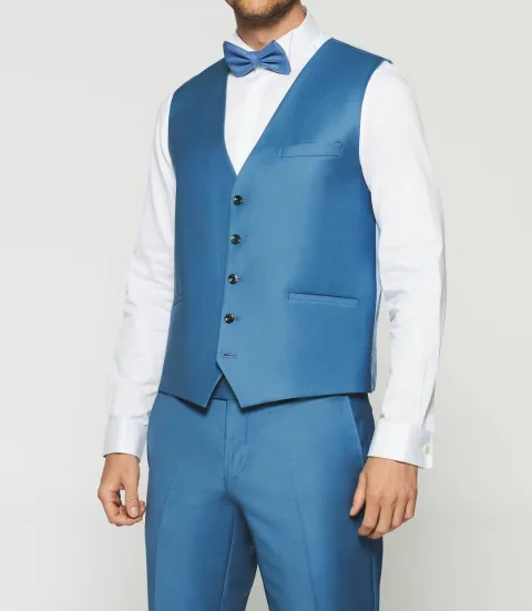 IZAC - Gilet de costume en laine bleu clair JFAVORI