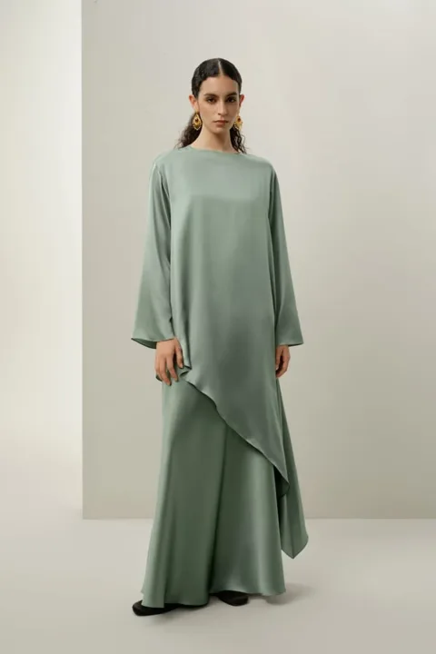 LILYSILK Femme Jupe Maxi en Soie Charmeuse Stretch Élégante Évasée Vert Avocat XS