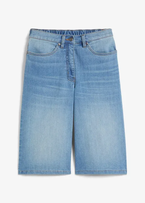 Bermuda en jean à taille haute et élastiquée