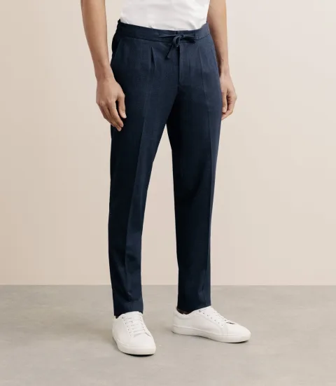 IZAC - Pantalon ville taille élastique bleu denim