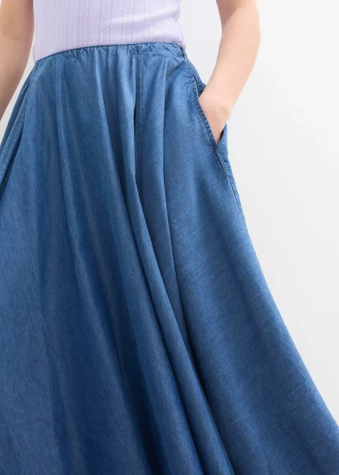 Jupe en jean, taille haute et élastiquée