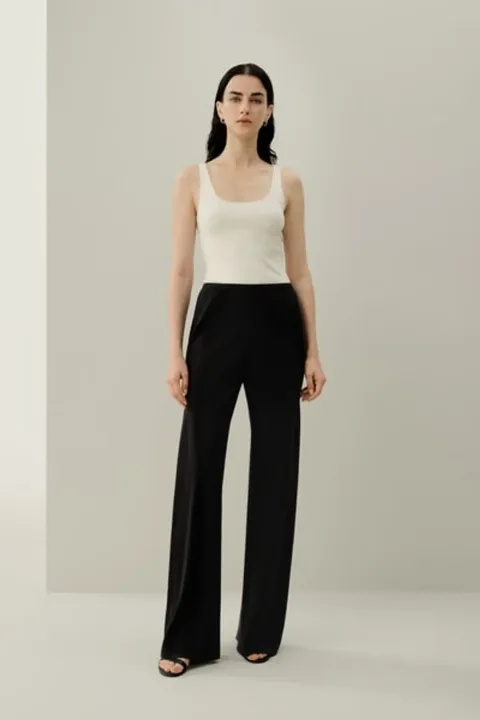 Pantalon en Soie Jambes Droites Coupe Biais de Luxe | Crêpe Extensible 30 Momme