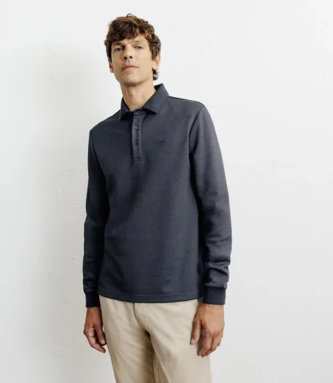 IZAC - Polo boutonné en maille marine