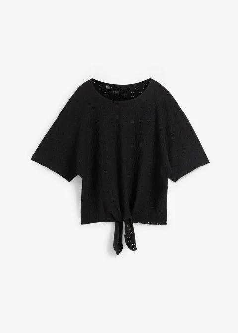 T-shirt manches chauve-souris avec broderie anglaise