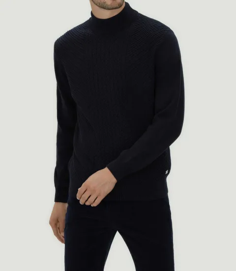 IZAC - Pull col montant marine ''Lorentin''
