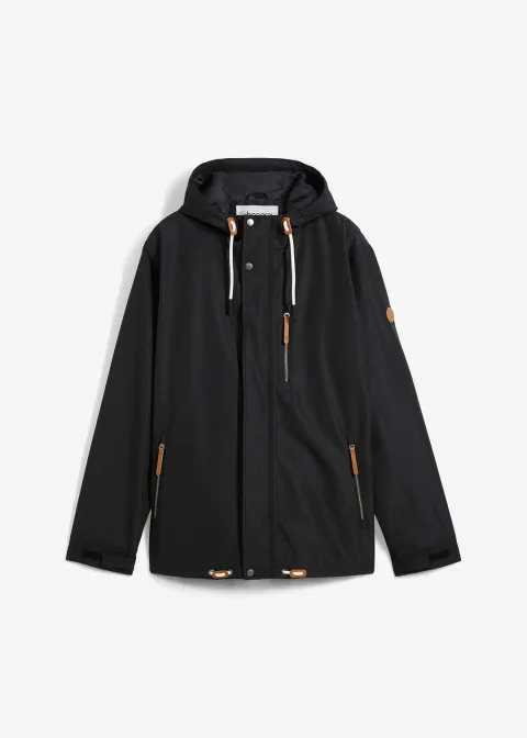 Veste imperméable à capuche et détails enduits