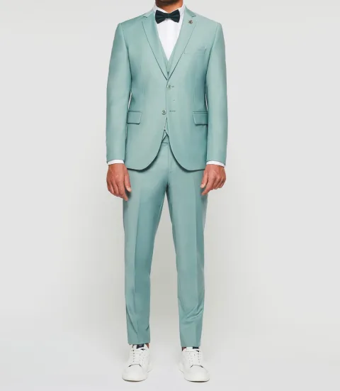 IZAC - Costume 2 boutons en laine vert nil FAVORIOUT
