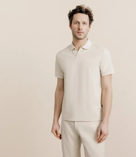 IZAC - Polo col ouvert beige